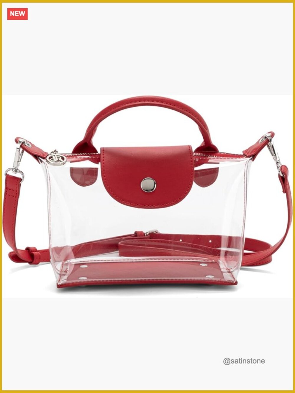 Clear Crossbody Bag Stadium Approved Transparent Handbag TPU Vegan Leather